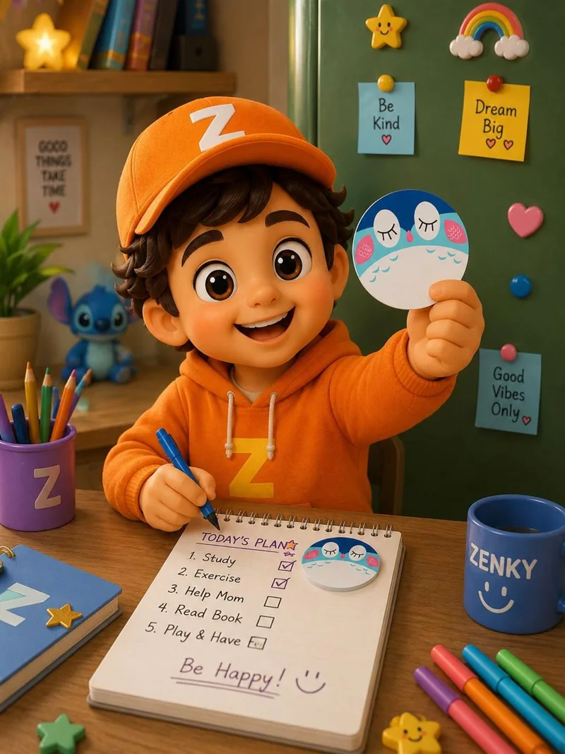 Zenky mascot planning a celebration